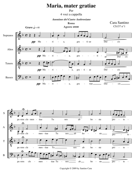 Free Sheet Music Maria Mater Gratiae Choir Satb A Cappella