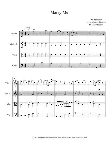 Free Sheet Music Marry Me For String Quartet