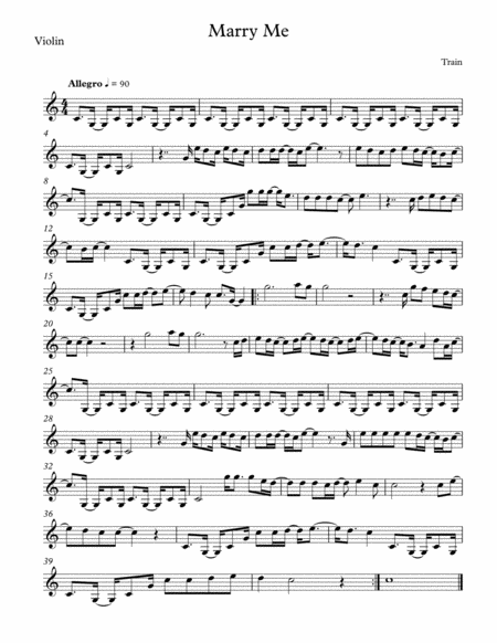 Free Sheet Music Marry Me Train