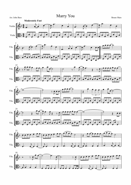 Marry You Arranged For Violin And Viola Sheet Music