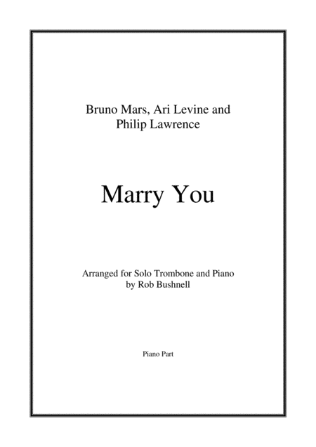 Free Sheet Music Marry You Bruno Mars Solo Trombone Bass Clef And Piano