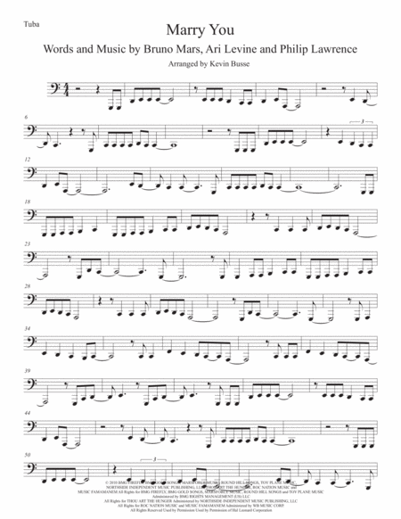 Marry You Easy Key Of C Tuba Sheet Music