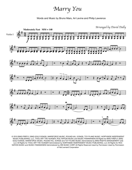 Marry You For String Quartet Opt Bass Sheet Music