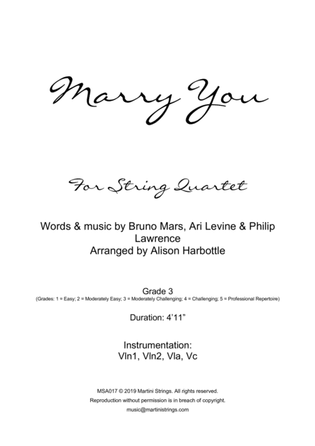 Free Sheet Music Marry You String Quartet