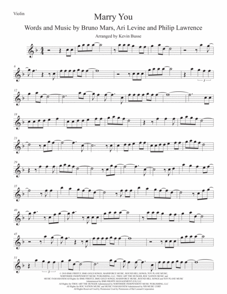 Marry You Violin Sheet Music