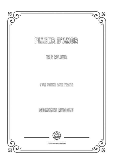 Free Sheet Music Martini Piacer D Amor In G Major For Voice And Piano