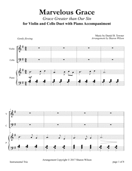 Marvelous Grace Violin And Cello Duet With Piano Accompaniment Sheet Music