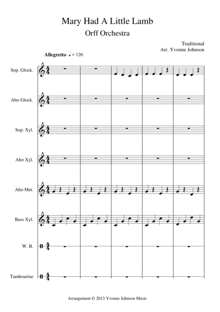 Free Sheet Music Mary And Yankee For Orff Ensemble