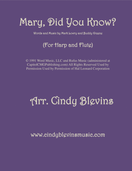 Mary Did You Know Arranged For Harp Lever Or Pedal Harp And Flute Sheet Music