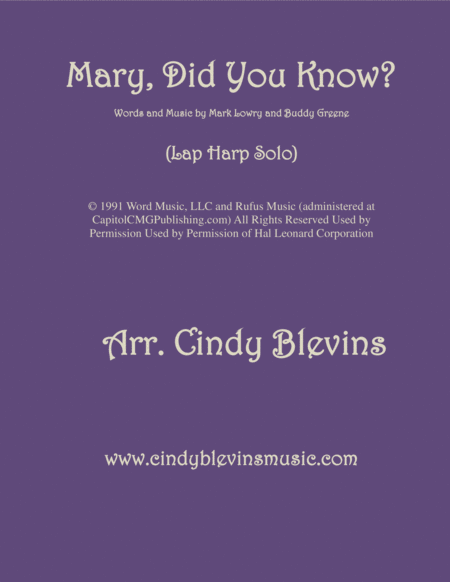 Mary Did You Know Arranged For Lap Harp Sheet Music