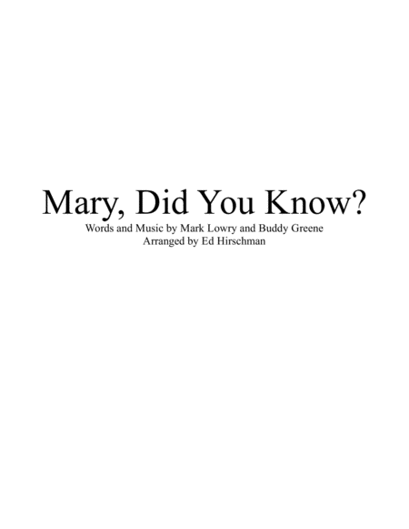Free Sheet Music Mary Did You Know Brass Quintet