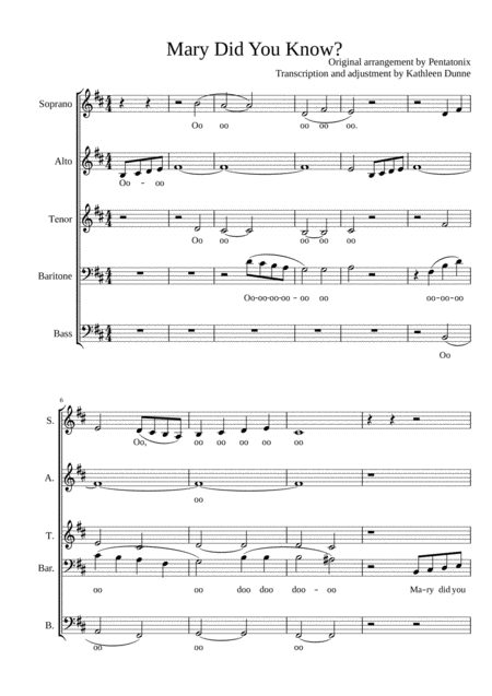 Free Sheet Music Mary Did You Know Pentatonix Acapella Arrangement