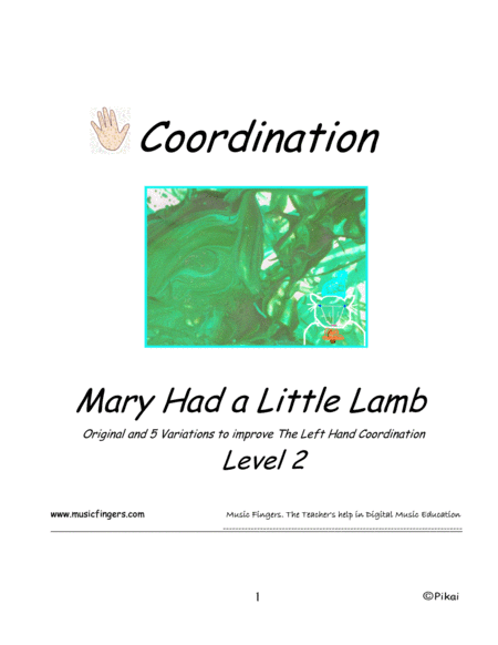 Mary Had A Little Lamb Lev 2 Coordination Sheet Music