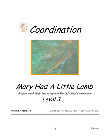 Mary Had A Little Lamb Lev 3 Coordination Sheet Music