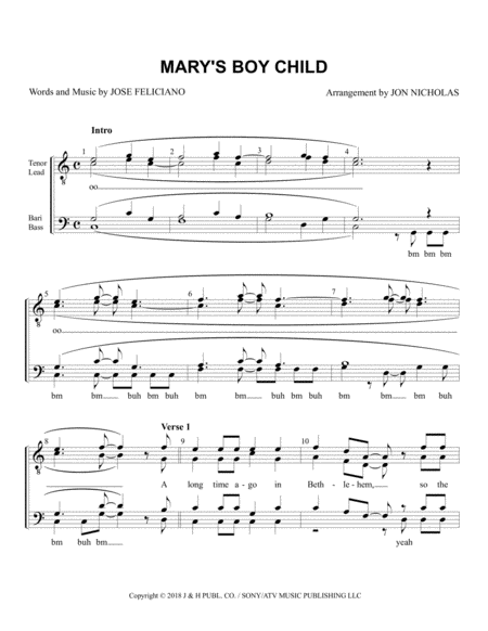 Free Sheet Music Marys Boy Child