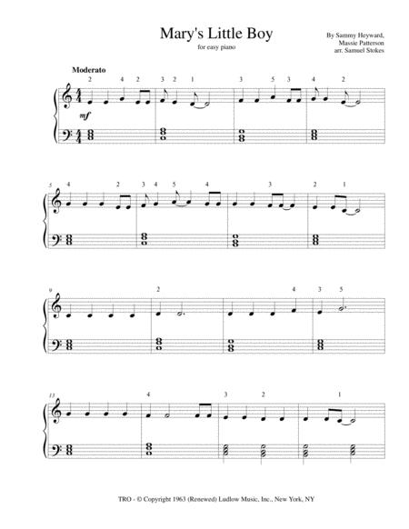 Free Sheet Music Marys Little Boy For Easy Piano