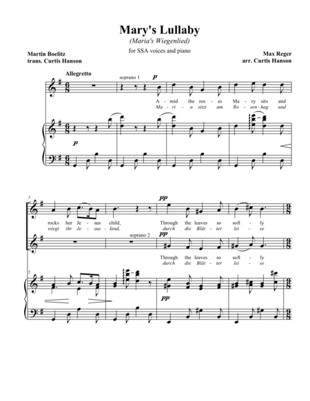 Marys Lullaby Ssa Sheet Music