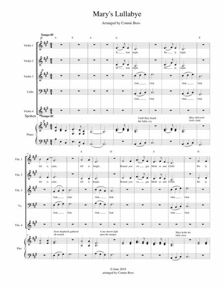 Free Sheet Music Marys Lullaby Strings And Piano