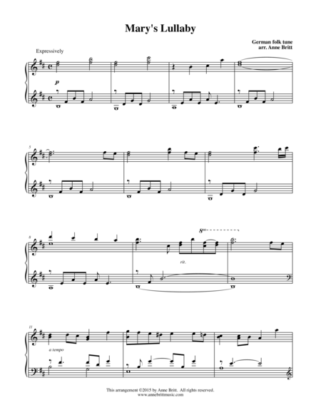 Free Sheet Music Marys Lullaby