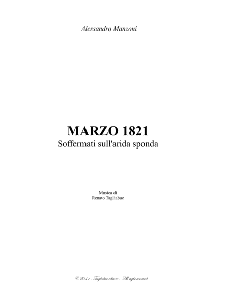 Free Sheet Music Marzo 1821 Soffermati Sull Arida Sponda A Manzoni