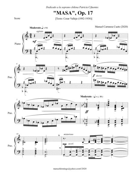Free Sheet Music Masa Op 17 For Soprano And Piano Lyrics Cesar Vallejo