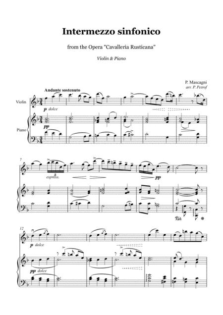 Free Sheet Music Mascagni Intermezzo From Cavalleria Rusticana Violin And Piano