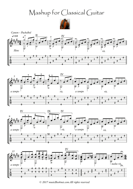 Mashup For Classical Guitar Sheet Music