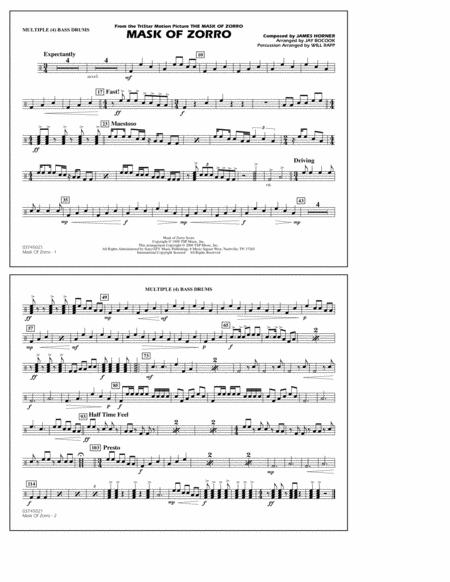 Free Sheet Music Mask Of Zorro Arr Jay Bocook Multiple Bass Drums