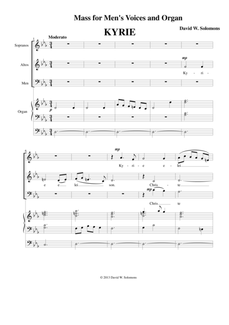 Free Sheet Music Mass For Mixed Choir And Organ