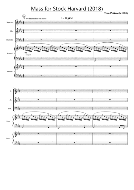 Mass For Stock Harvard Sab Choir And Two Pianos Sheet Music