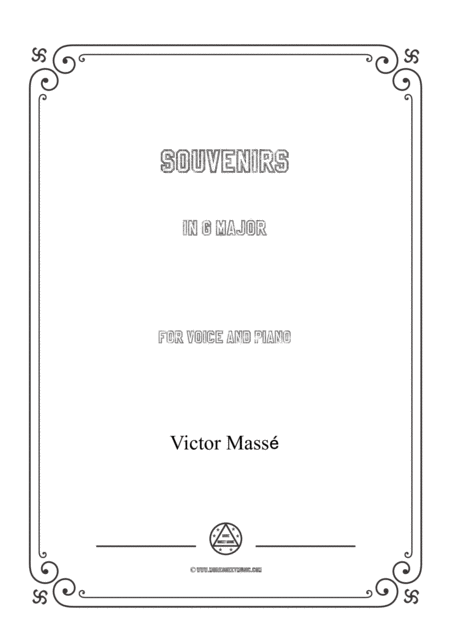 Masse Souvenirs In G Major For Voice And Piano Sheet Music