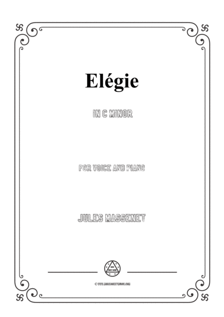 Massenet Elgie In C Minor For Voice And Piano Sheet Music