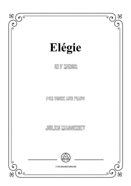 Free Sheet Music Massenet Elgie In F Minor For Voice And Piano