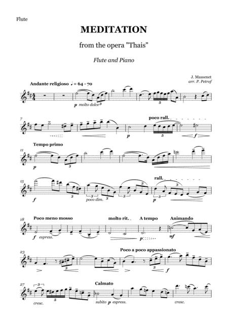 Free Sheet Music Massenet Meditation From The Opera Thais Flute And Piano