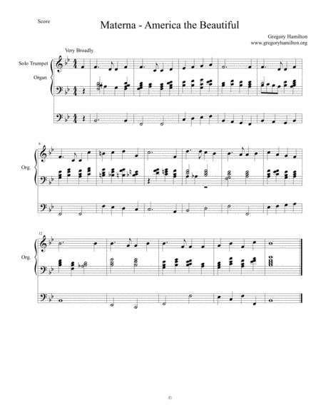 Materna America The Beautiful Alternate Harmonization For Organ Sheet Music