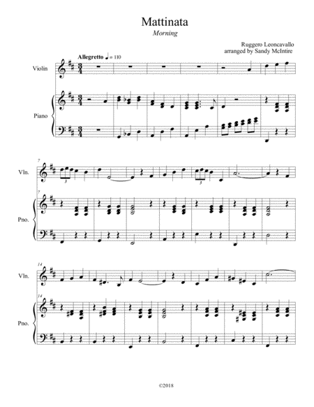 Mattinata Morning Sheet Music