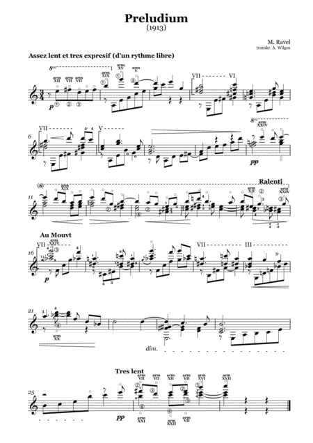 Maurice Ravel Prelude 1913 Transcr For Guitar Sheet Music