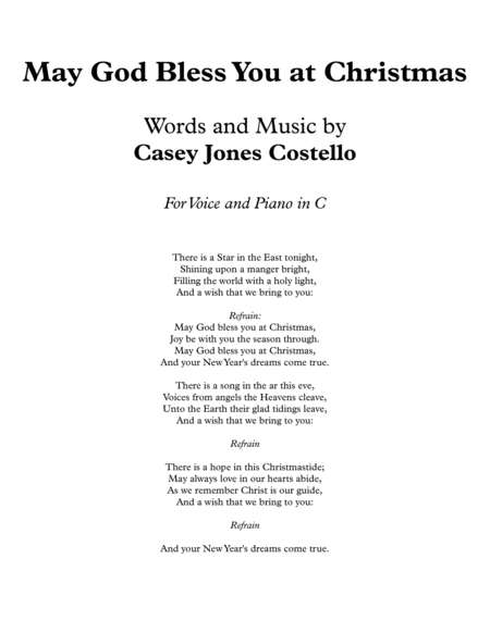 May God Bless You At Christmas Voice And Piano Sheet Music