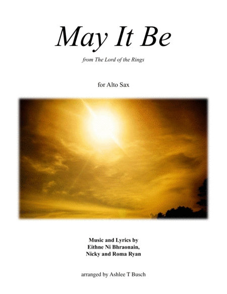 May It Be For Alto Sax Sheet Music