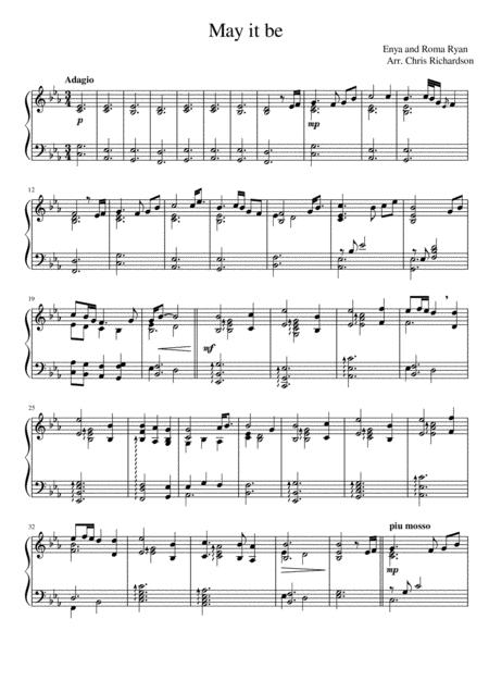 May It Be Solo Piano Sheet Music