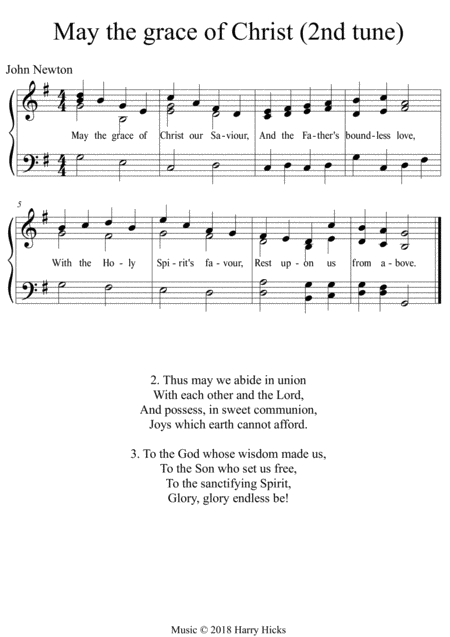 May The Grace Of Christ Our Saviour A Another New Tune To This Wonderful John Newton Hymn Sheet Music