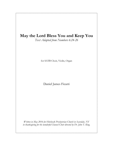 Free Sheet Music May The Lord Bless You And Keep You