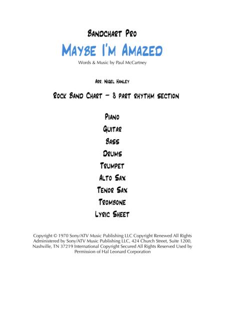 Maybe I M Amazed Eb 8pc Rock Band Chart Sheet Music