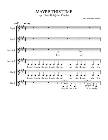 Free Sheet Music Maybe This Time Female A Cappella