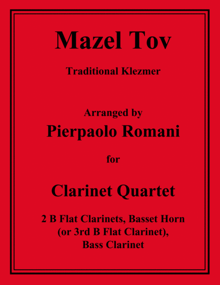 Free Sheet Music Mazel Tov For Clarinet Quartet