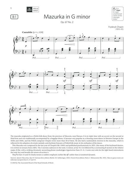 Free Sheet Music Mazurka In G Minor Grade 6 List B1 From The Abrsm Piano Syllabus 2021 2022