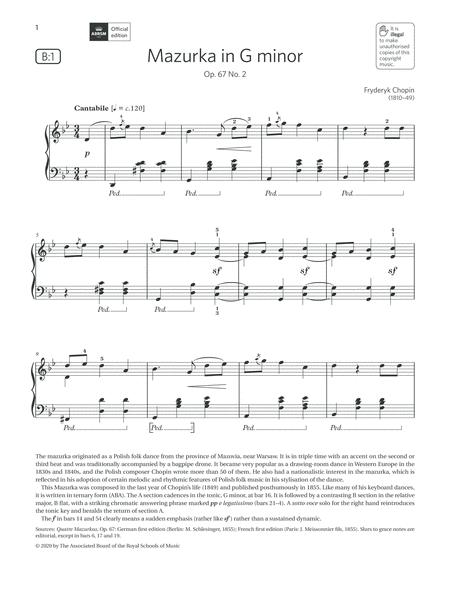 Mazurka In G Minor Grade 6 List B1 From The Abrsm Piano Syllabus 2021 2022 Sheet Music