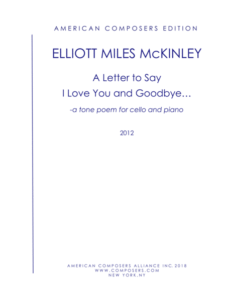 Free Sheet Music Mckinley A Letter To Say I Love You And Goodbye