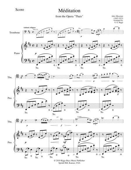 Mditation From The Opera Thas Sheet Music