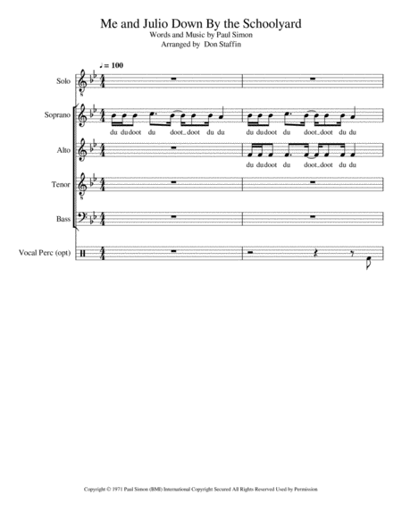 Me And Julio Down By The Schoolyard Satb A Cappella Sheet Music